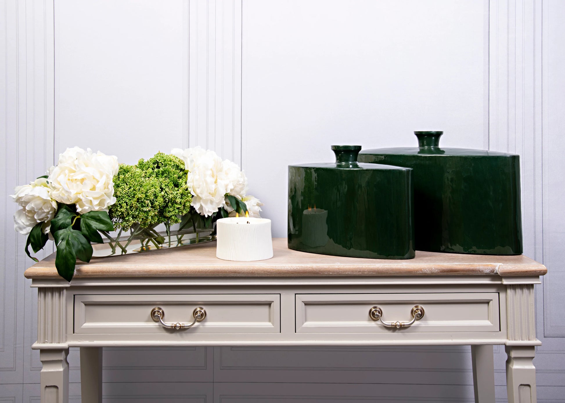 White Peony Sedum in Vase for sale - Woodcock and Cavendish