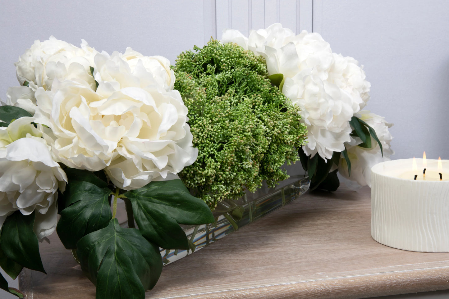 White Peony Sedum in Vase for sale - Woodcock and Cavendish