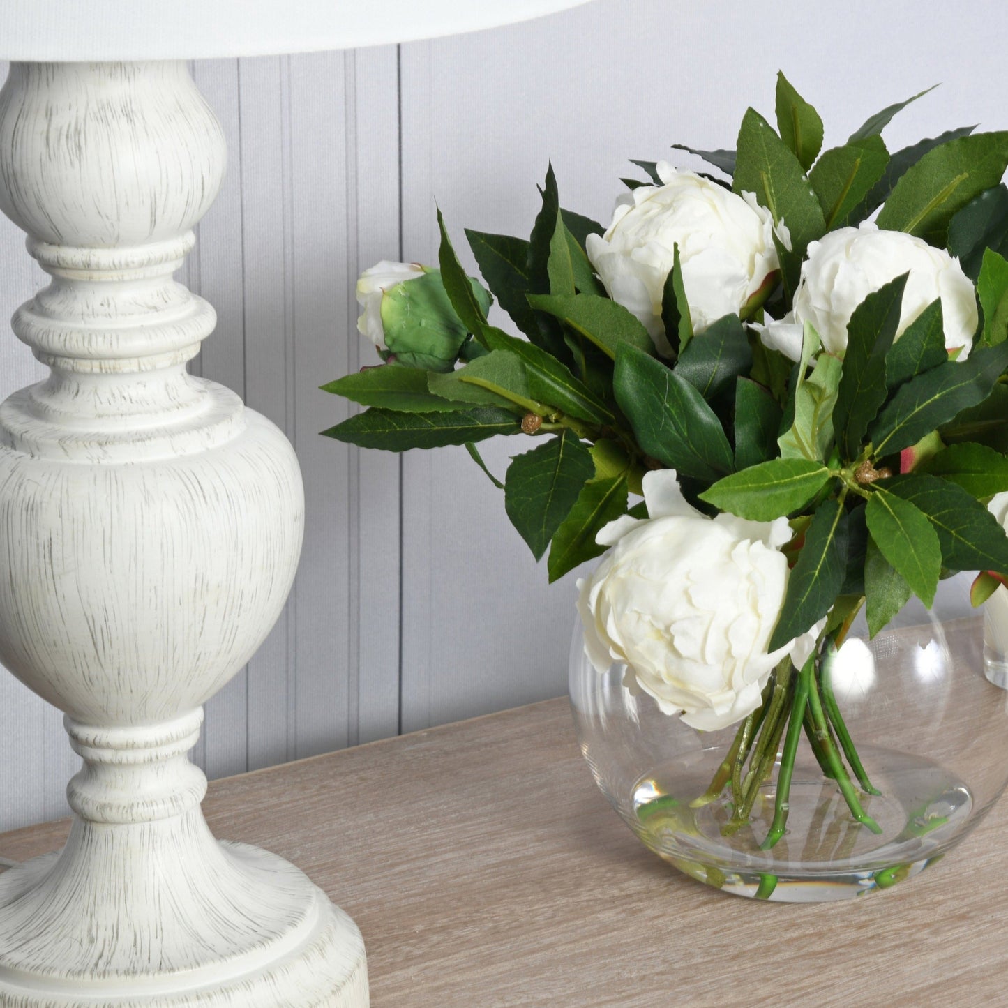 White Peonies in Globe for sale - Woodcock and Cavendish