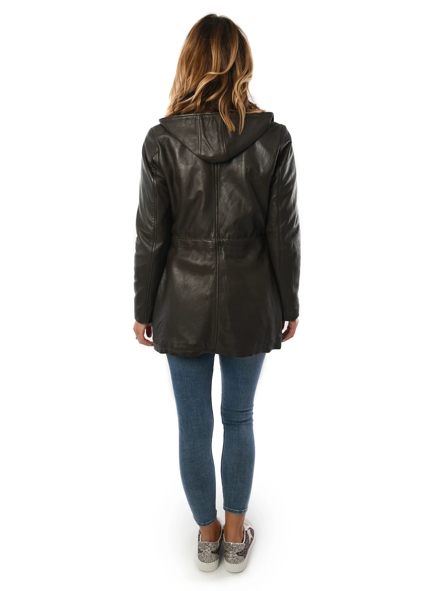 Hooded Leather & Suede Jacket in Brown for sale - Woodcock and Cavendish