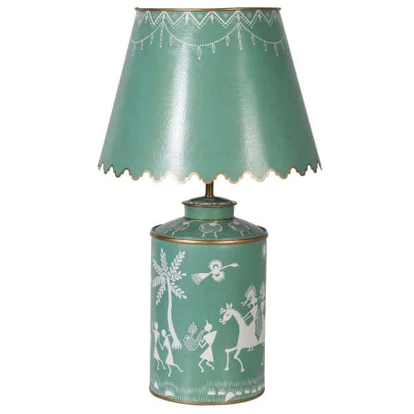 Green Warli Lamp with Shade for sale - Woodcock and Cavendish