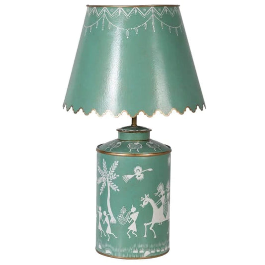 Green Warli Lamp with Shade for sale - Woodcock and Cavendish