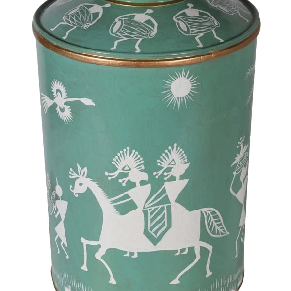 Green Warli Lamp with Shade for sale - Woodcock and Cavendish