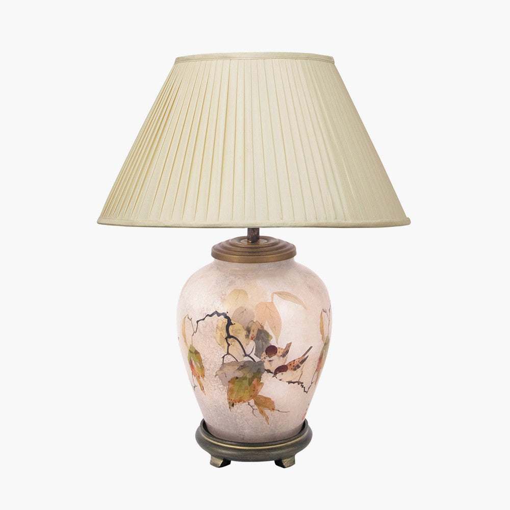 Chinese Bird Small Glass Table Lamp