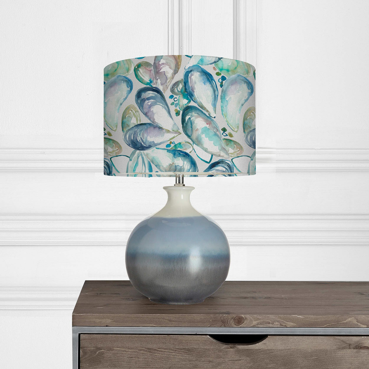 Neso Sky Table Lamp with Mussel Shells Marine Shade for sale - Woodcock and Cavendish