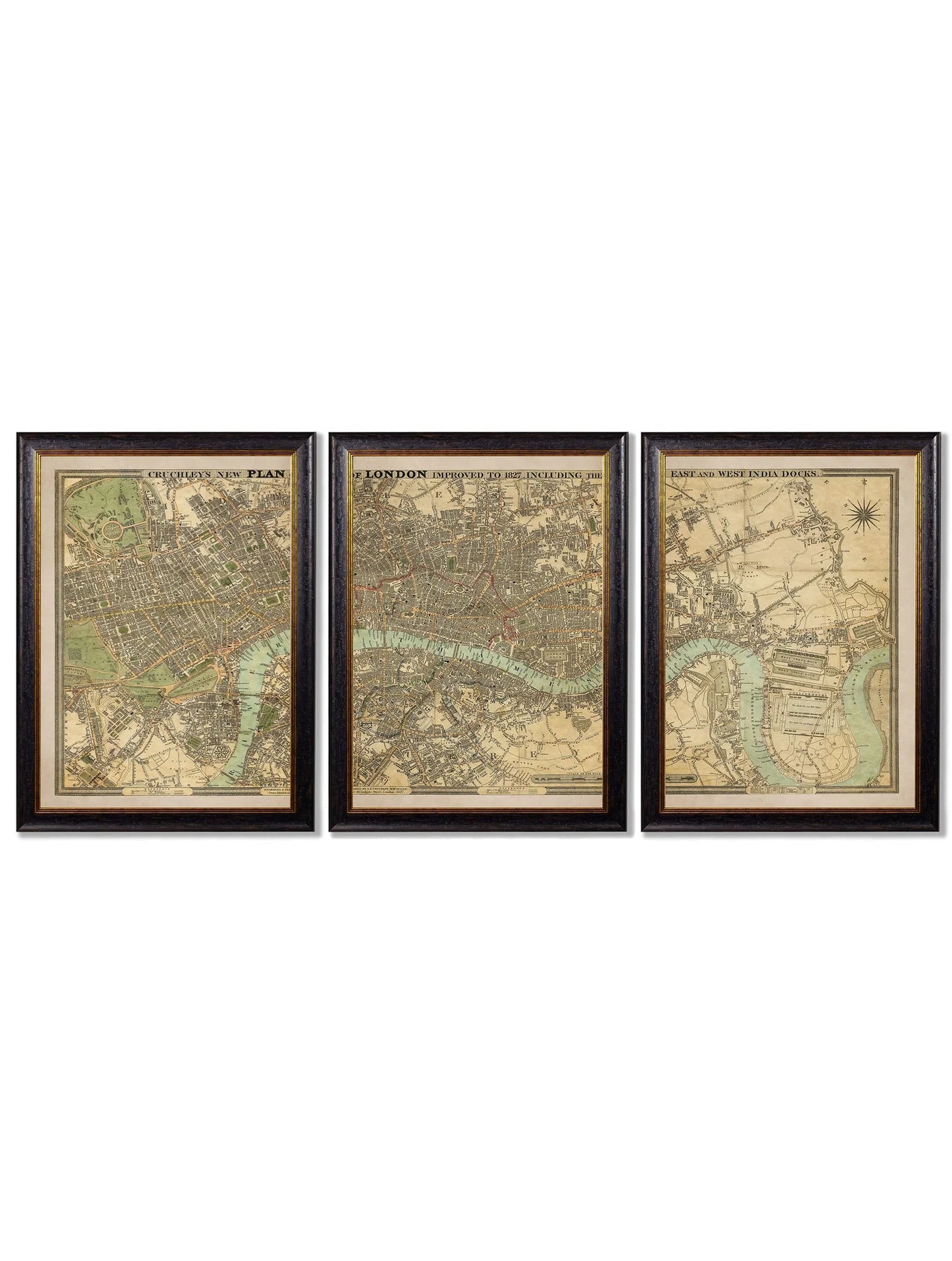 C.1827 London Triptych Map Frames for sale - Woodcock and Cavendish
