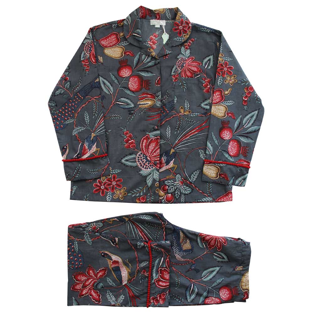 Grey Fruit Bird Pyjamas for sale - Woodcock and Cavendish