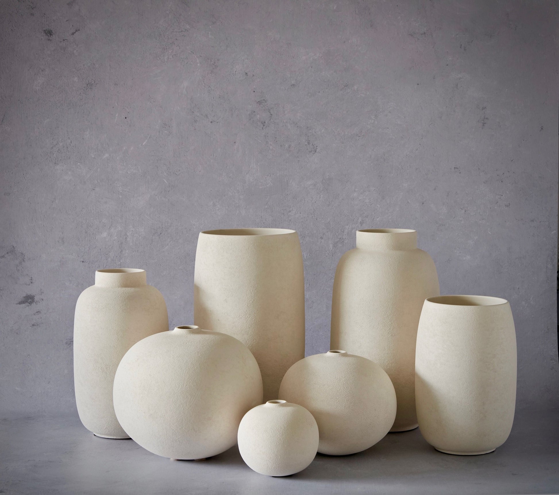 Medium Biscuit Ceramic Round Textured Vase for sale - Woodcock and Cavendish
