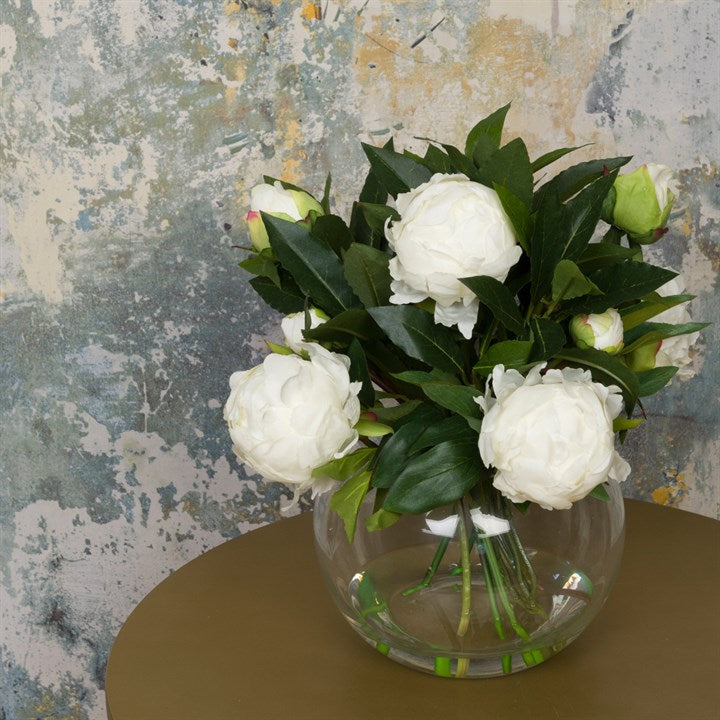 White Peonies in Globe for sale - Woodcock and Cavendish