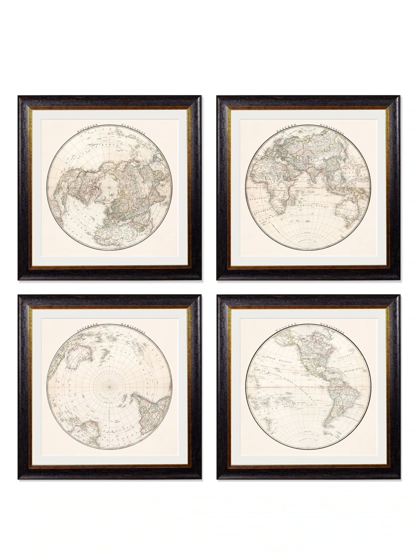 C.1838 World Map Hemispheres for sale - Woodcock and Cavendish