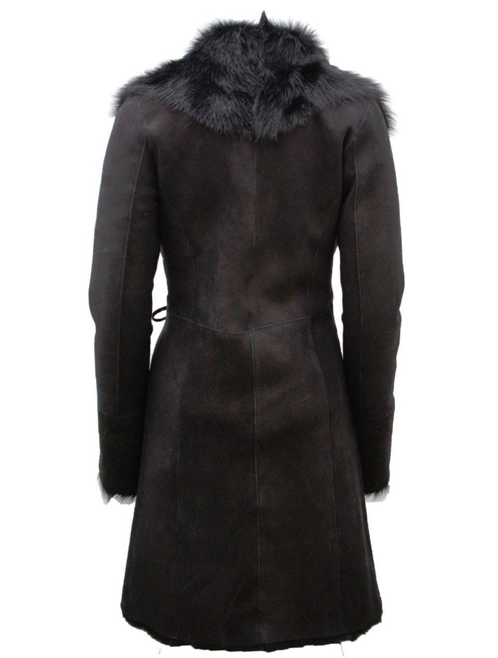 Black Wrap Toscana & Merino Sheepskin Leather Coat for sale - Woodcock and Cavendish