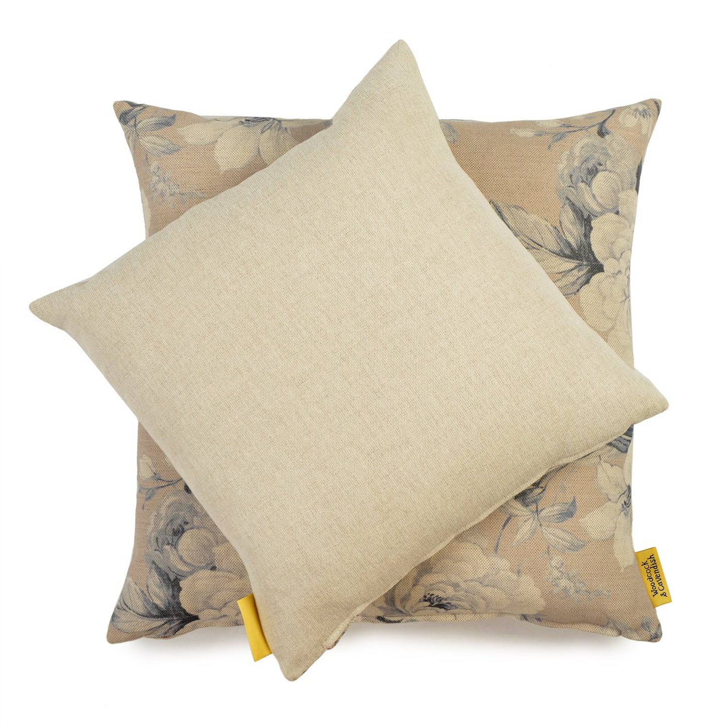 Blue Floral Linen Cushion by Woodcock & Cavendish for sale - Woodcock and Cavendish