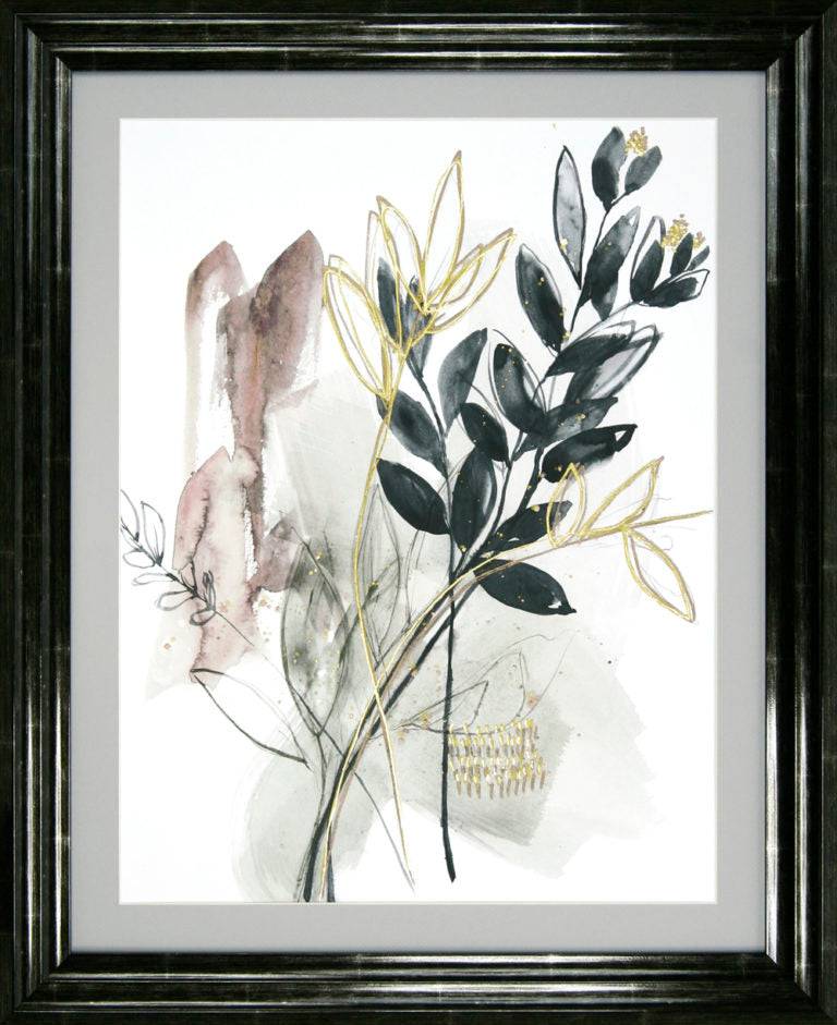 Bundled Leaves by Jennifer Goldberger - Framed Print - Set of 2 for sale - Woodcock and Cavendish