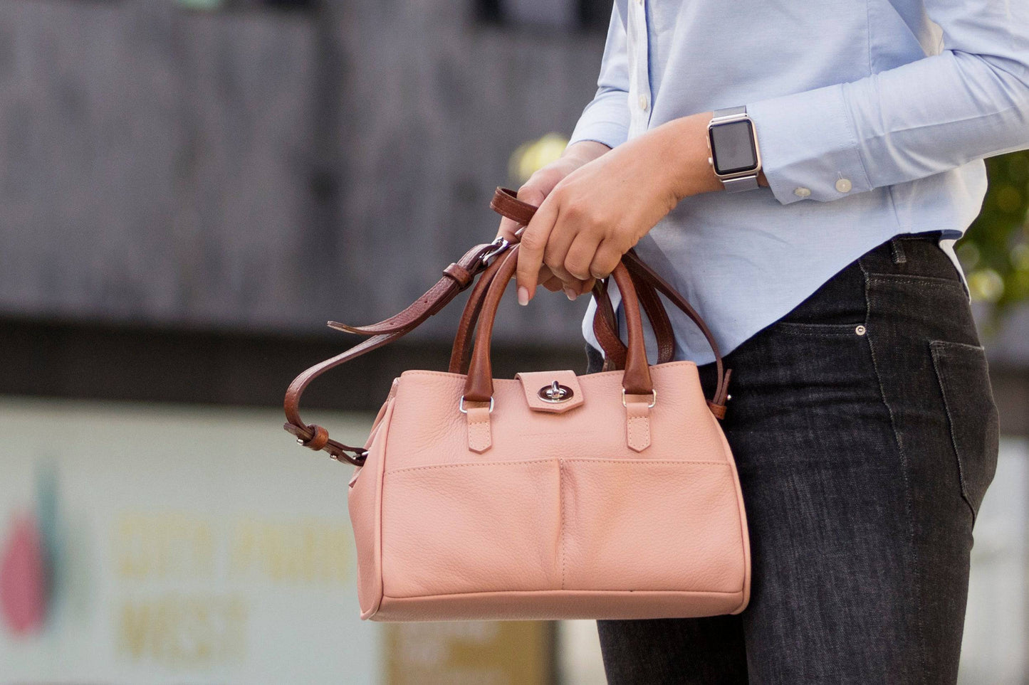 Cadogan Mini Tote Bag in Rose Leather by Woodcock & Cavendish for sale - Woodcock and Cavendish