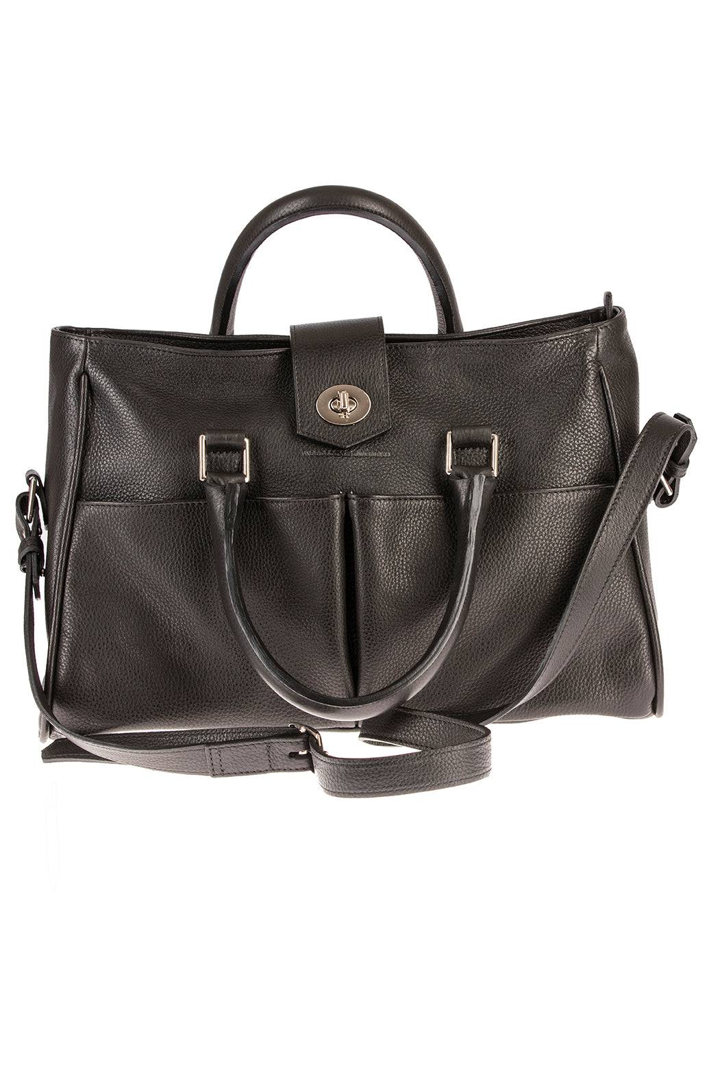 Cadogan Tote Bag in Black Leather by Woodcock & Cavendish for sale - Woodcock and Cavendish