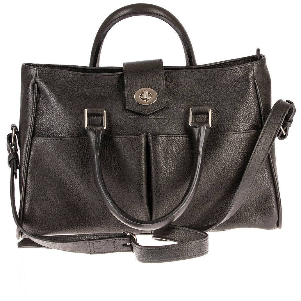 Cadogan Tote Bag in Black Leather by Woodcock & Cavendish for sale - Woodcock and Cavendish