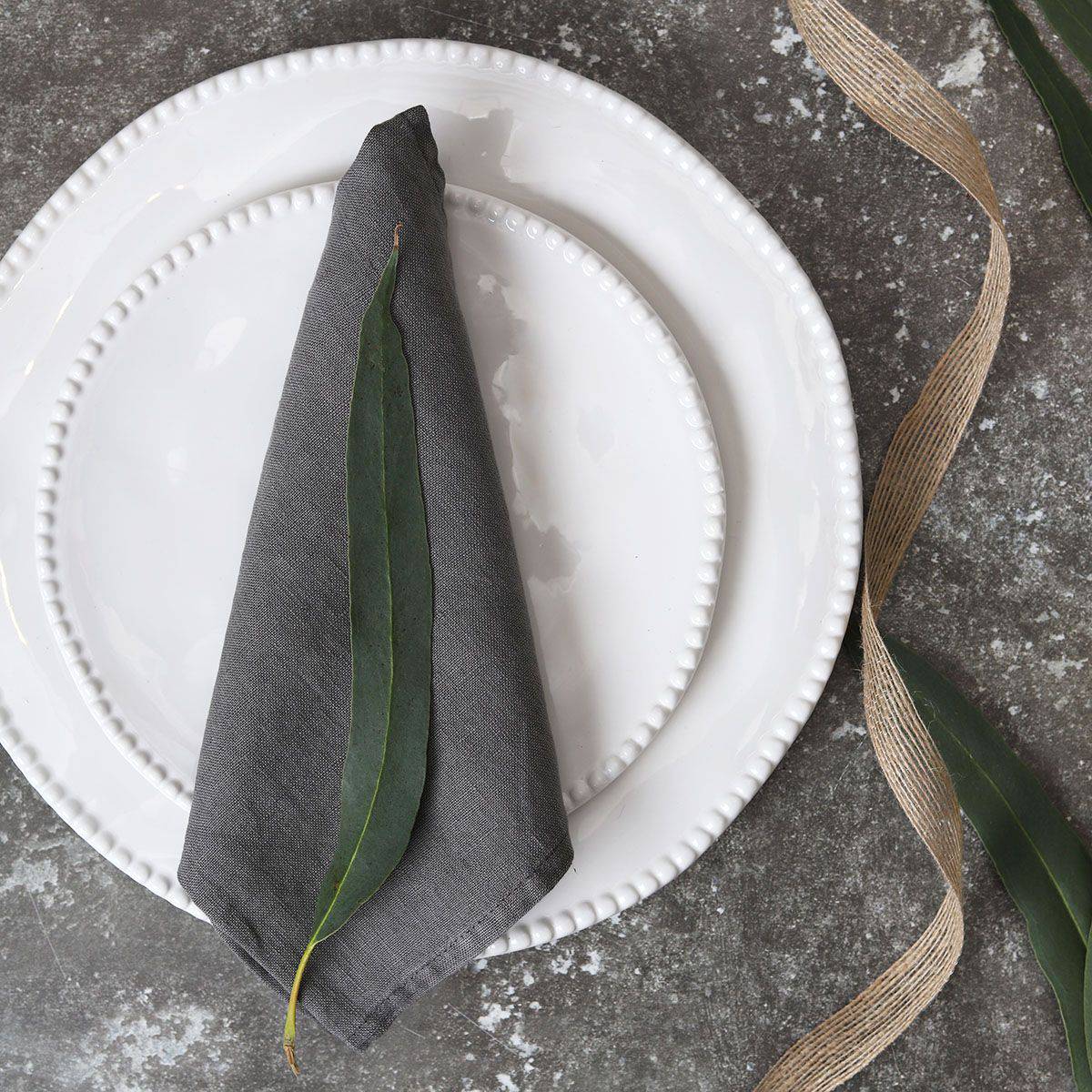 Charcoal Grey Stonewashed Linen Napkins - Set of 2 for sale - Woodcock and Cavendish