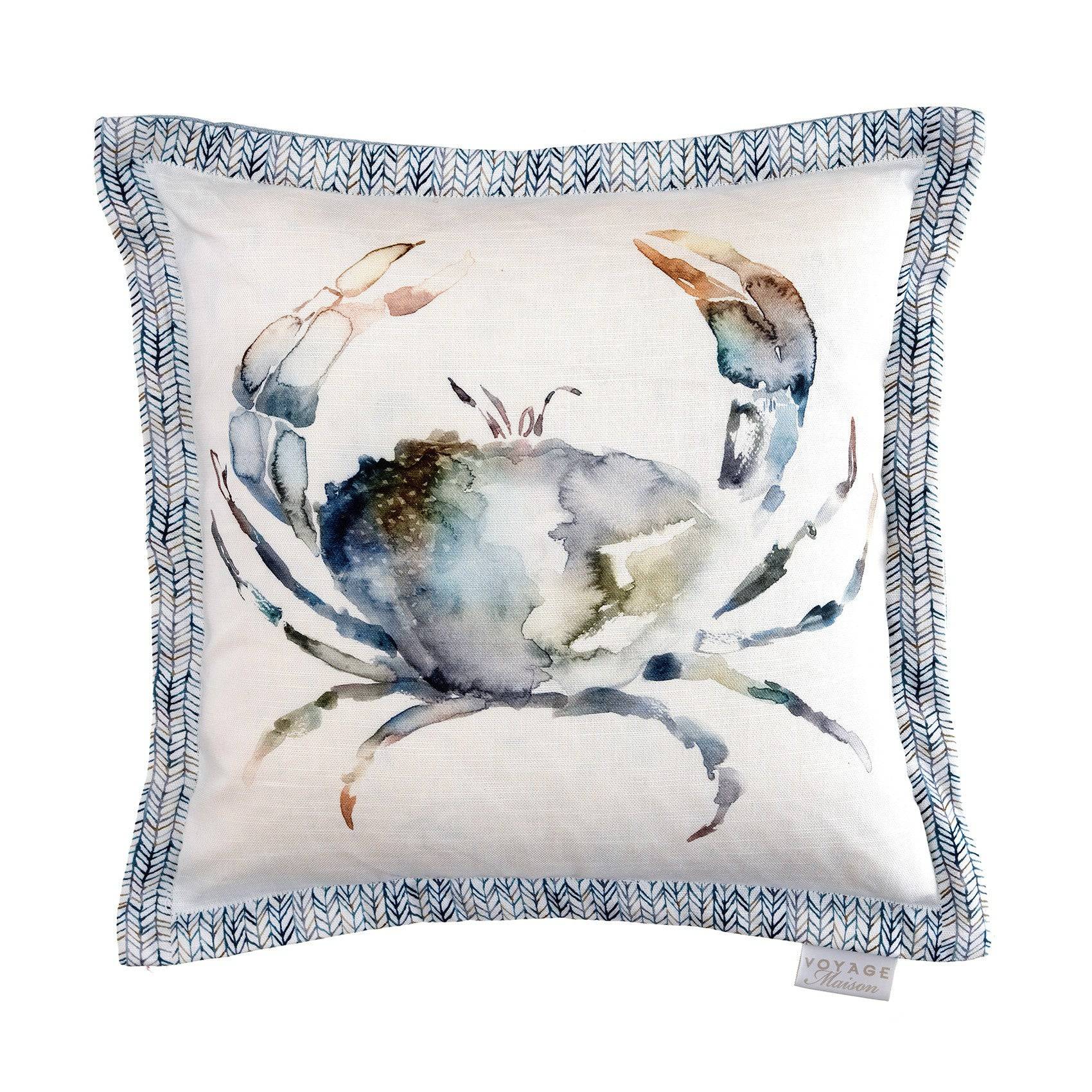Crab Slate Linen Cushion for sale - Woodcock and Cavendish
