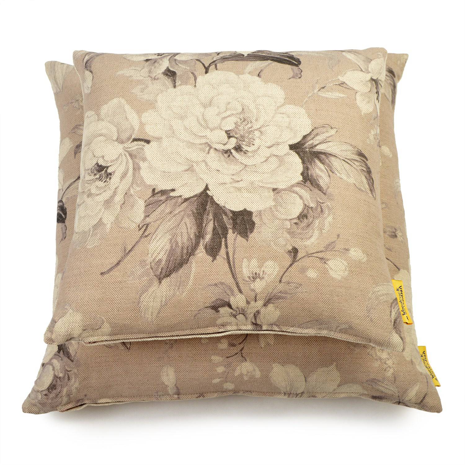 Dark Grey Floral Linen Cushion by Woodcock & Cavendish for sale - Woodcock and Cavendish