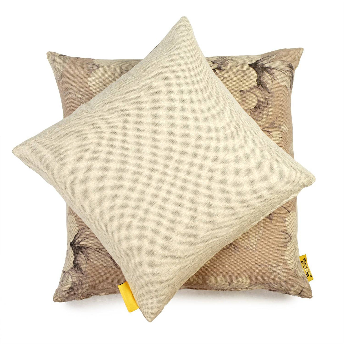 Dark Grey Floral Linen Cushion by Woodcock & Cavendish for sale - Woodcock and Cavendish