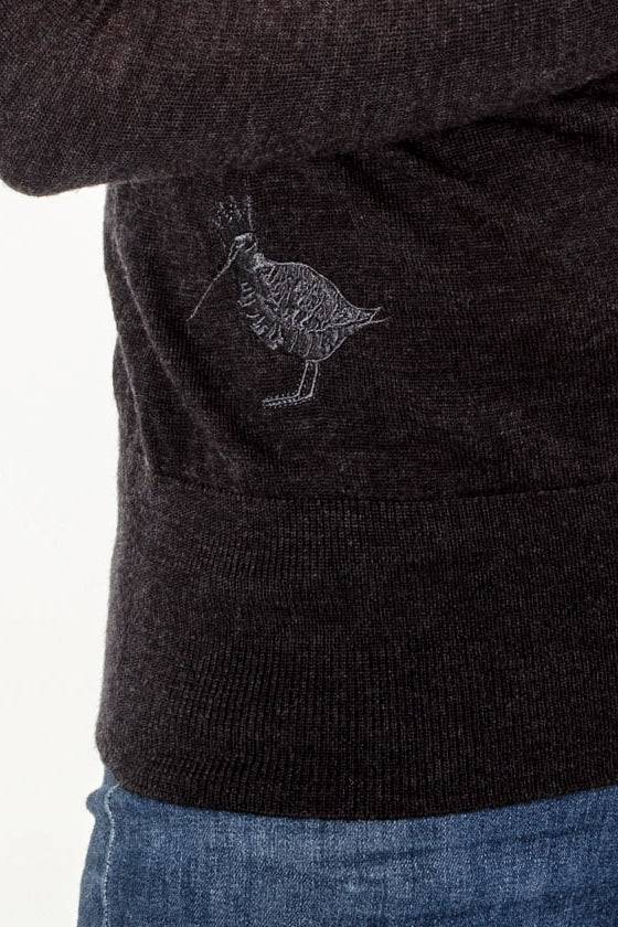 Extra Fine Merino Wool Polo Neck Jumper in Charcoal Grey By Woodcock & Cavendish for sale - Woodcock and Cavendish