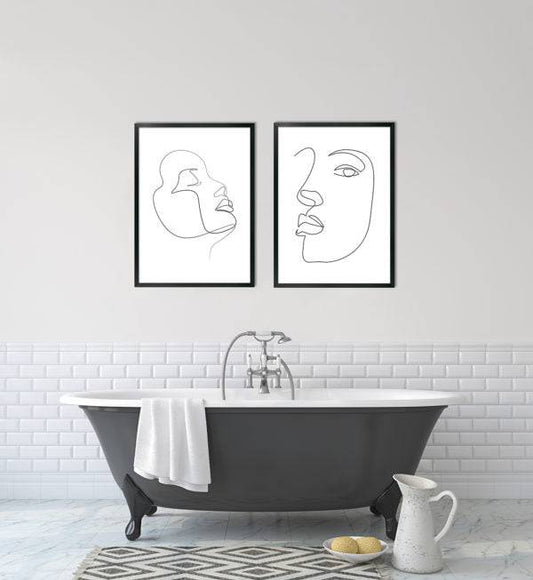 Face Sketch - Framed Print - Set of 2 for sale - Woodcock and Cavendish