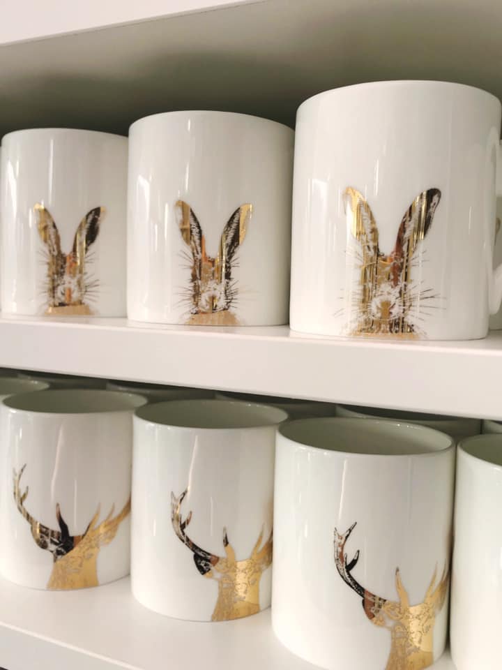 Gold Sassy Hare Mug - Large for sale - Woodcock and Cavendish