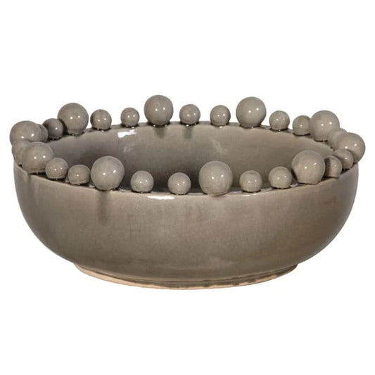 Grey Ceramic Bowl with Decorative Balls for sale - Woodcock and Cavendish