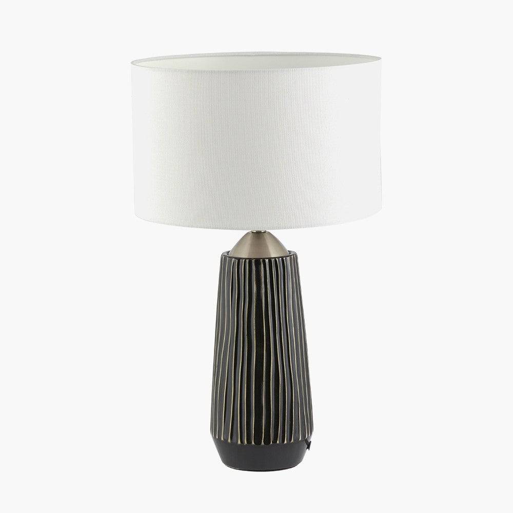 Grey Textured Ceramic & Brushed Silver Tall Table Lamp for sale - Woodcock and Cavendish