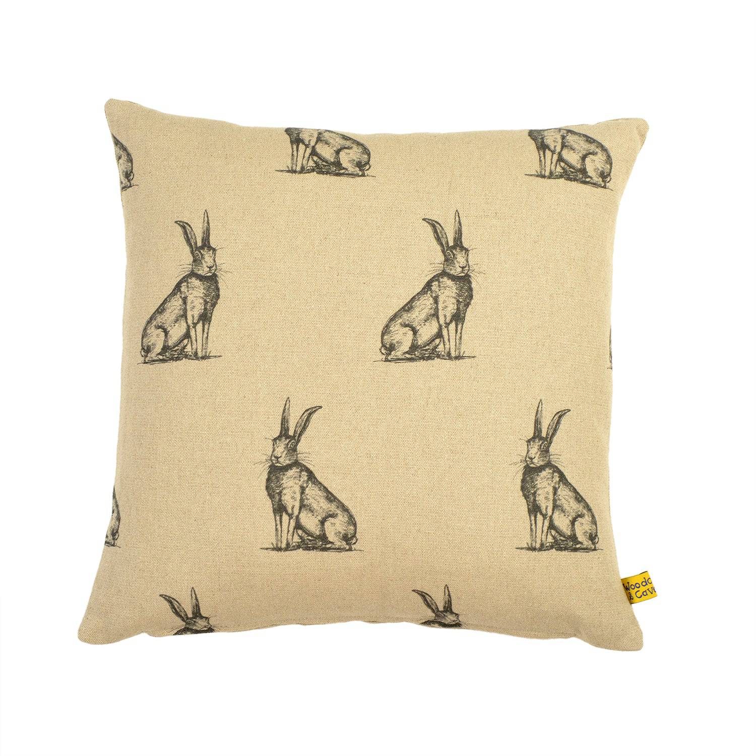 Hares Linen Cushion by Woodcock & Cavendish for sale - Woodcock and Cavendish