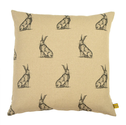 Hares Linen Cushion by Woodcock & Cavendish for sale - Woodcock and Cavendish