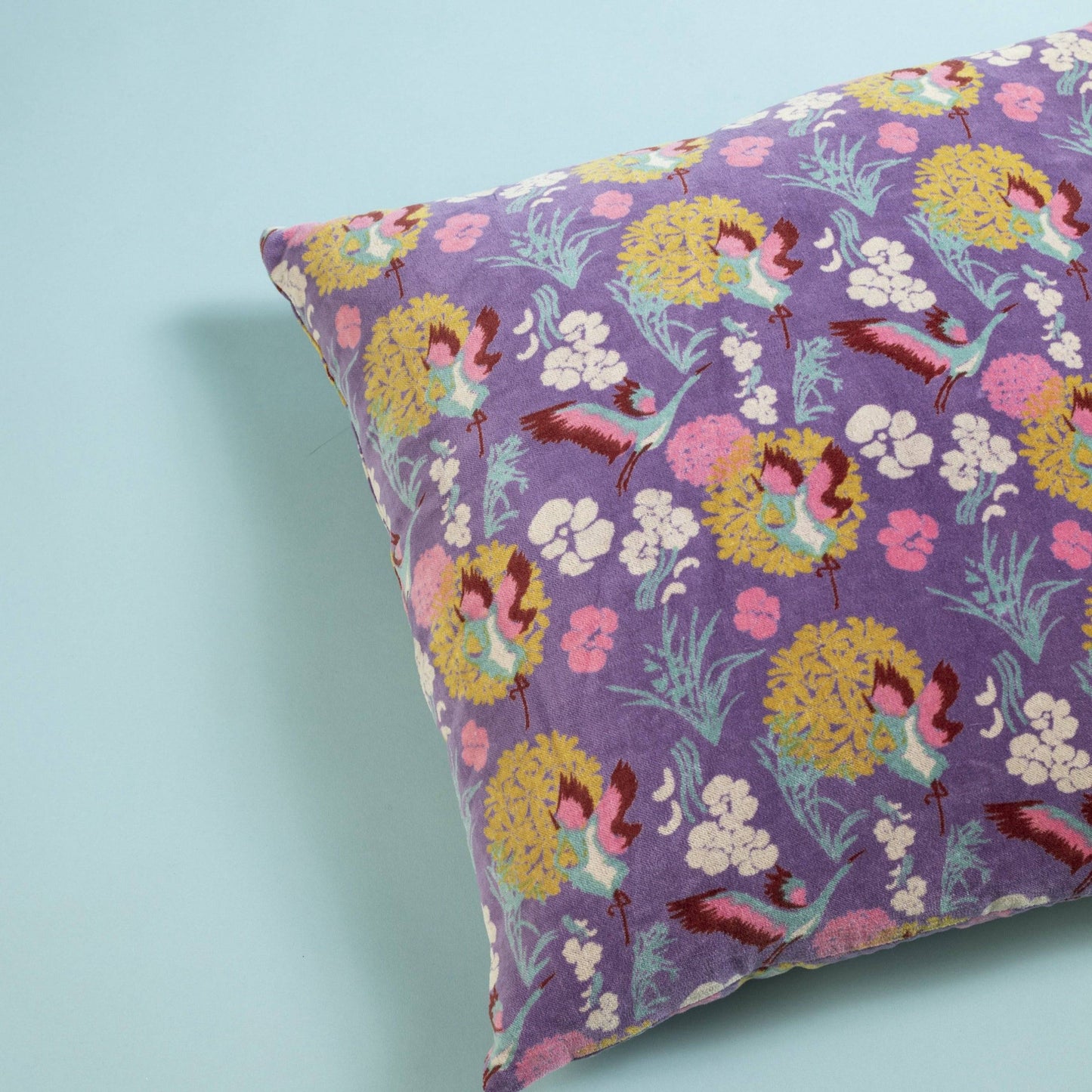 Heron Purple Velvet Cushion - Square for sale - Woodcock and Cavendish