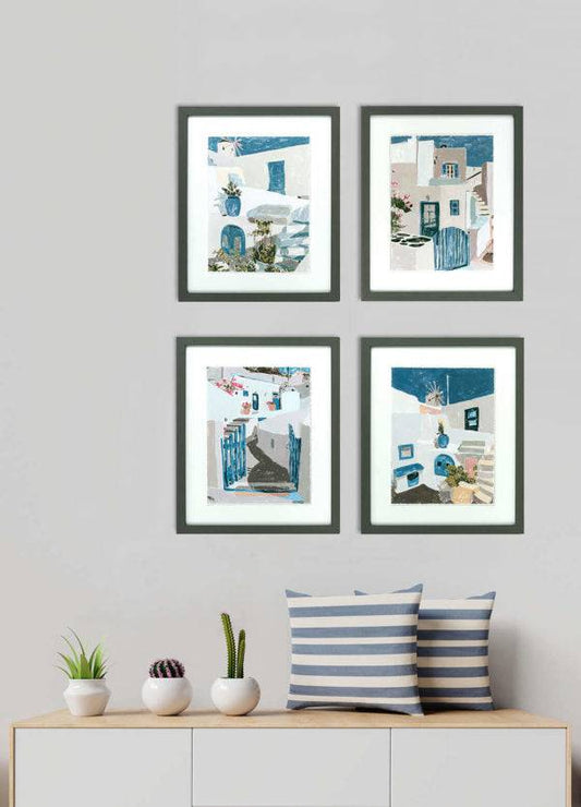 La Isla by Melissa Wang - Framed Print - Set of 4 for sale - Woodcock and Cavendish