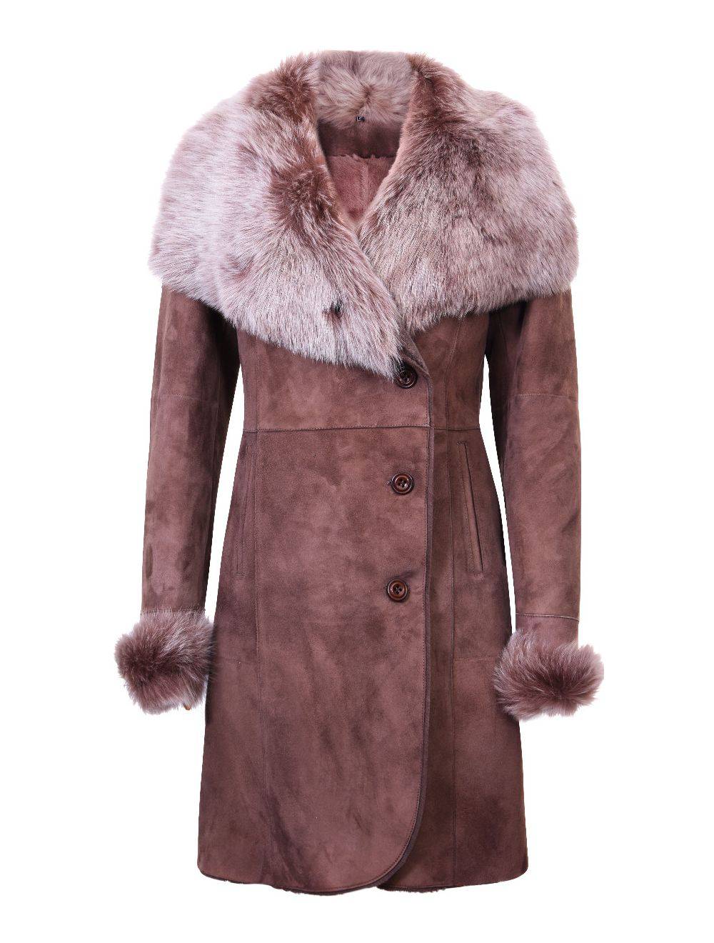 Ladies Merino Auburn Shearling Sheepskin Coat with Toscana Collar-Brissa for sale - Woodcock and Cavendish