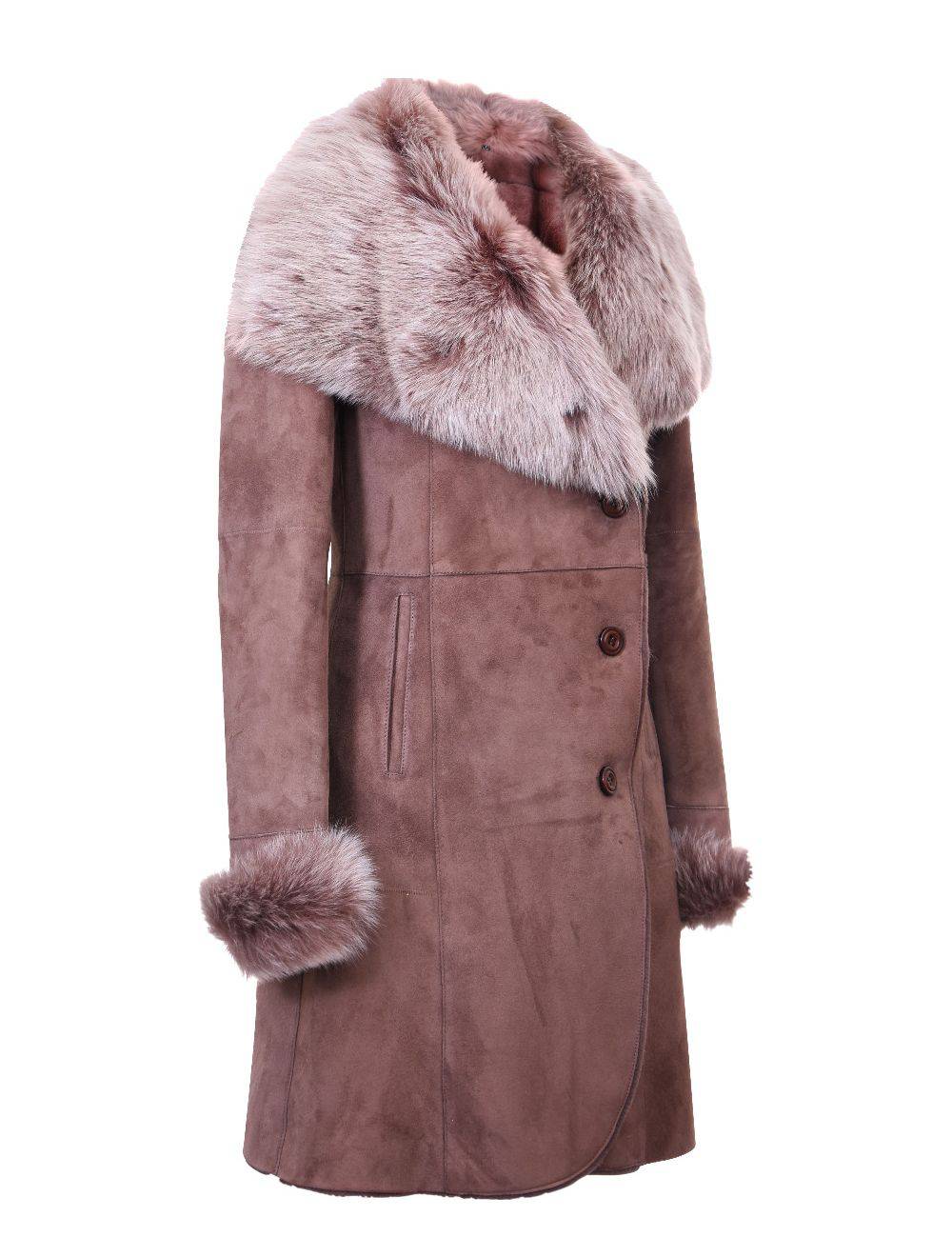 Ladies Merino Auburn Shearling Sheepskin Coat with Toscana Collar-Brissa for sale - Woodcock and Cavendish