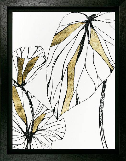 Linear Tropics with Gold by June Erica Vess - Framed Print - Set of 2 for sale - Woodcock and Cavendish