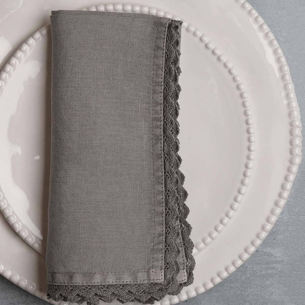 Marina Grey Linen Napkins - Set of 2 for sale - Woodcock and Cavendish