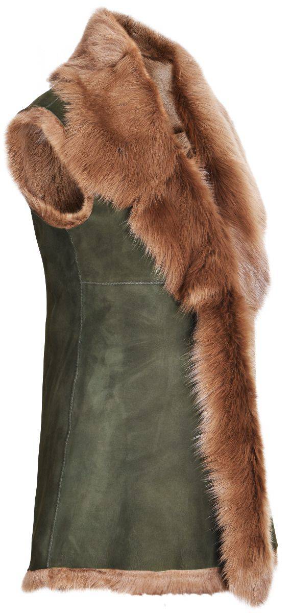 Olive Ladies Toscana Sheepskin Gilet for sale - Woodcock and Cavendish