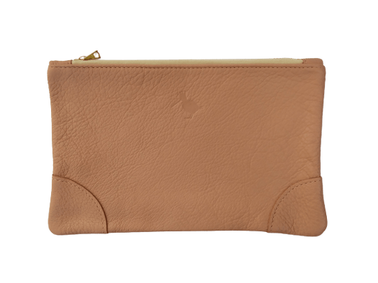 Pale Pink Leather Pouch with Matching Corners by Woodcock & Cavendish for sale - Woodcock and Cavendish