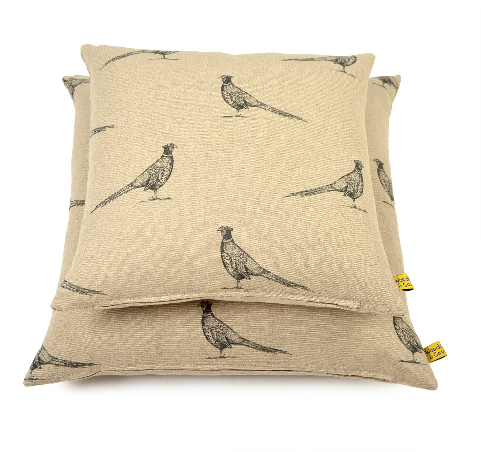 Pheasant Linen Cushion by Woodcock & Cavendish for sale - Woodcock and Cavendish