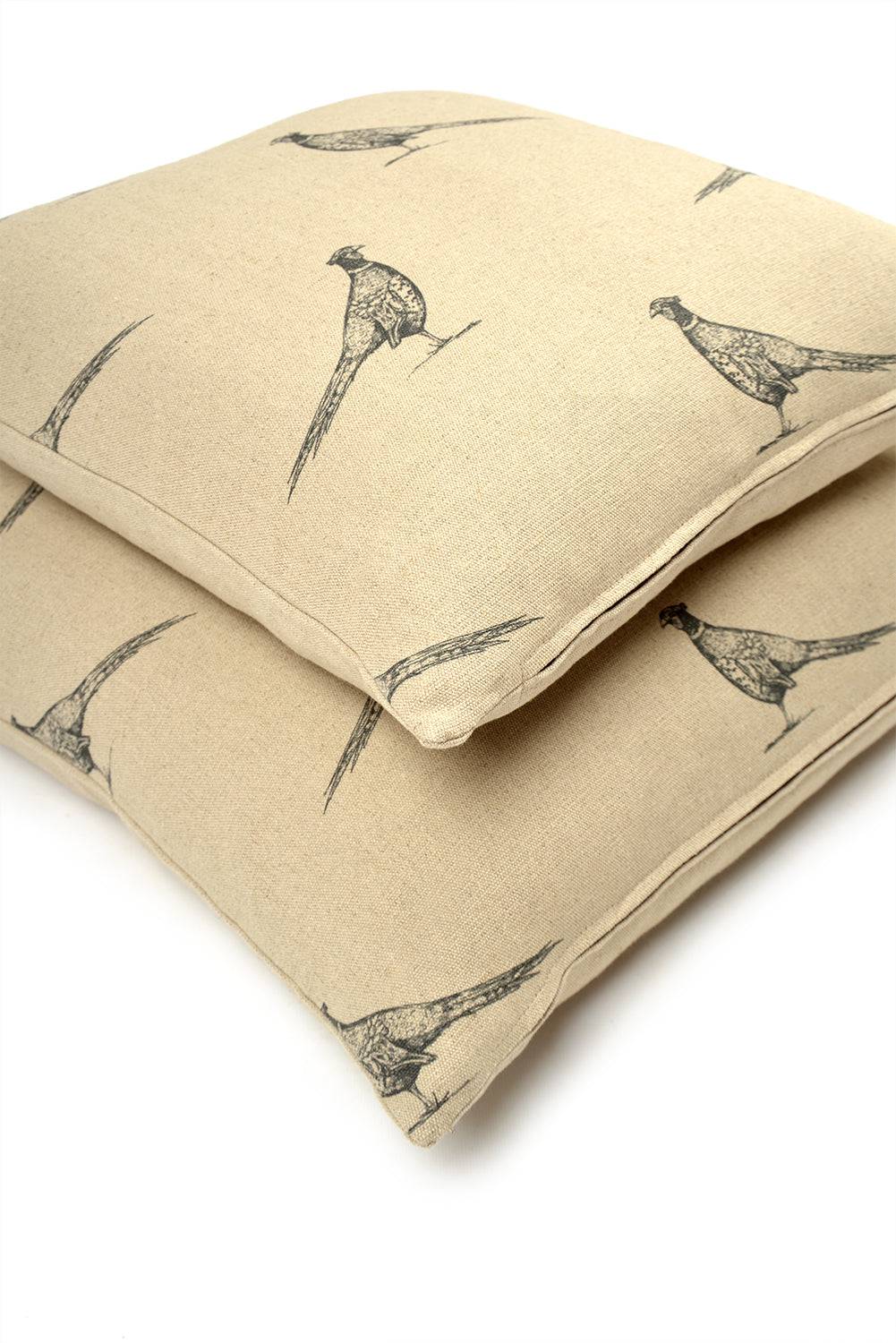 Pheasant Linen Cushion by Woodcock & Cavendish for sale - Woodcock and Cavendish