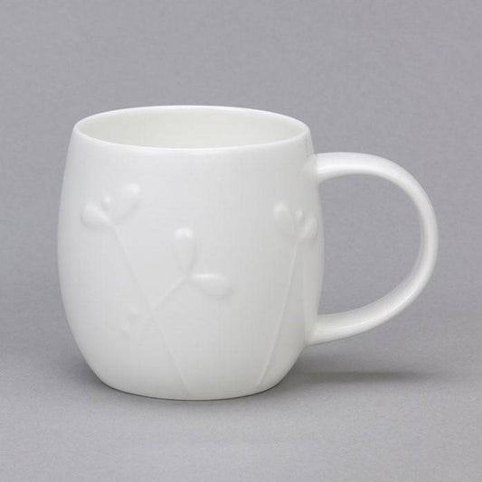 Plum Cress White Bone China Mug for sale - Woodcock and Cavendish