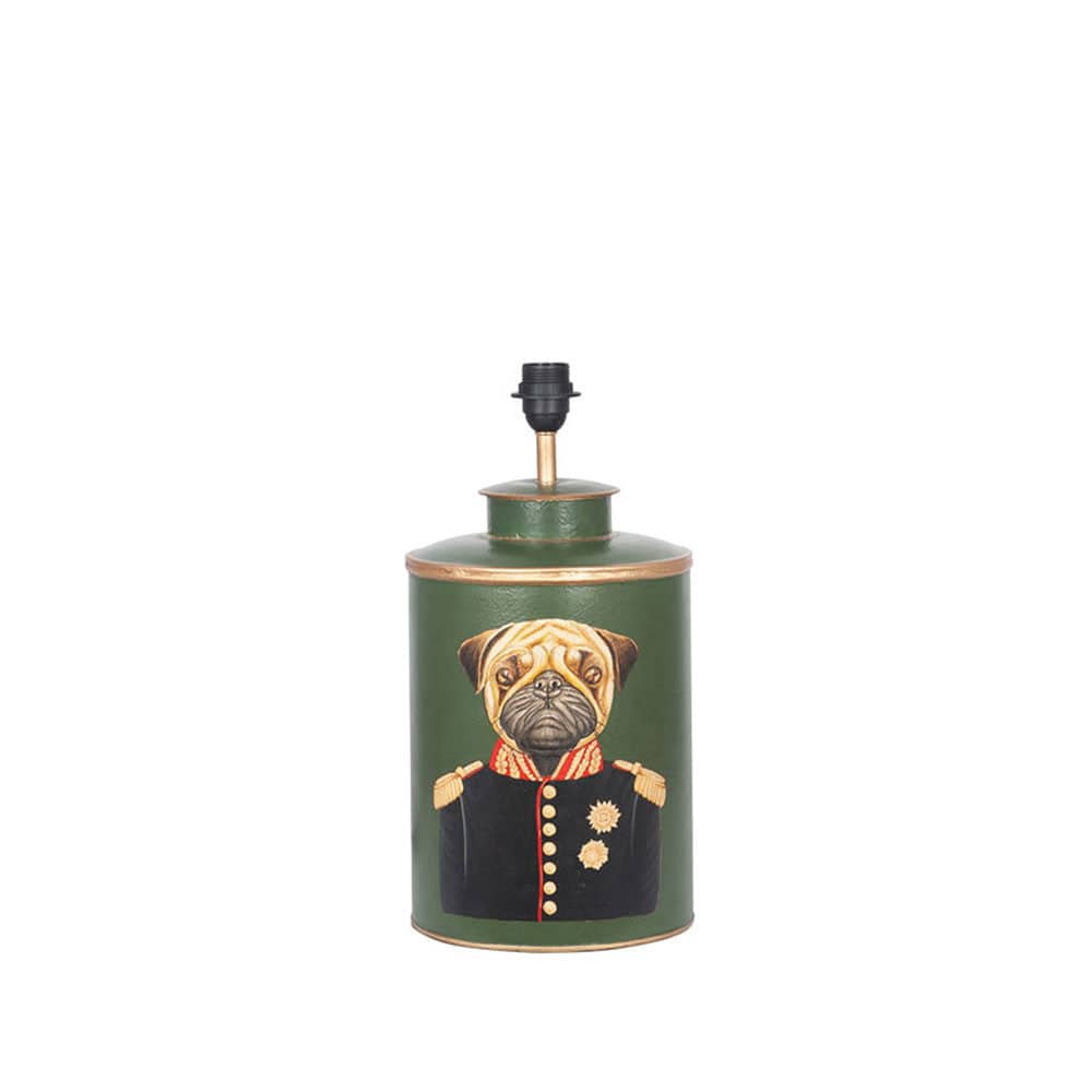 Pug Green Hand Painted Dog Metal Table Lamp for sale - Woodcock and Cavendish