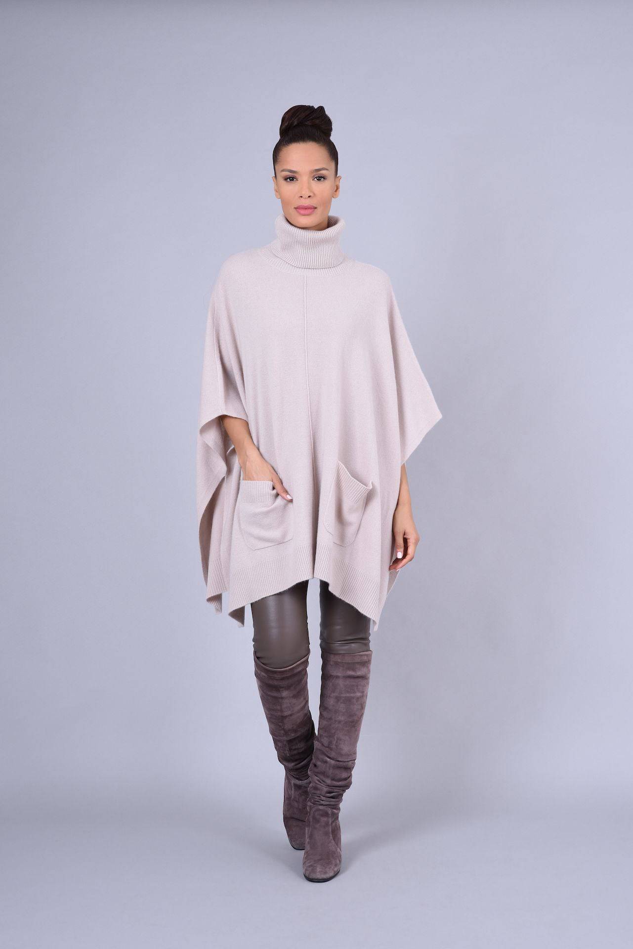Roll Neck Cashmere Cape Poncho for sale - Woodcock and Cavendish