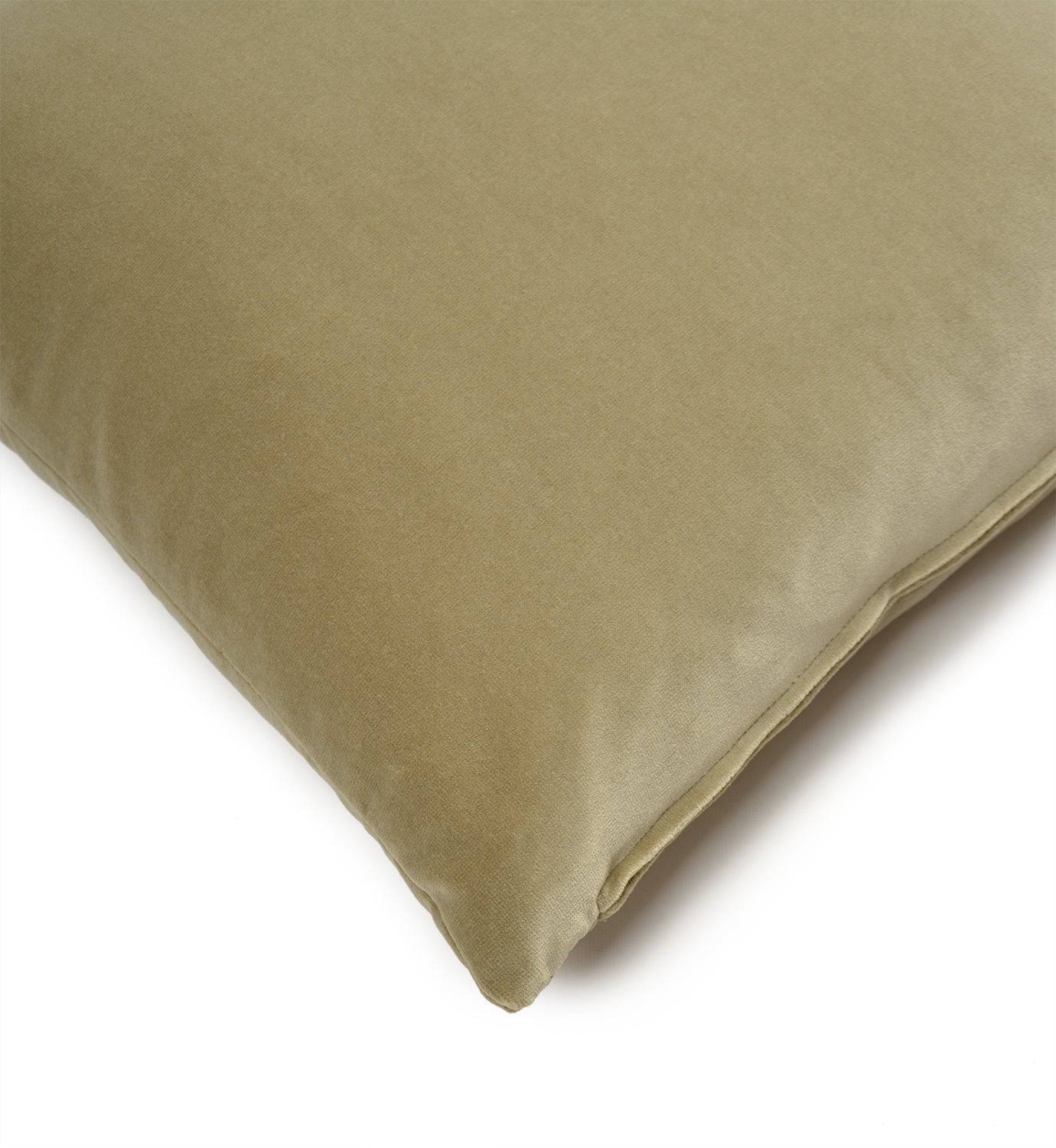 Silk Velvet Cushion in Subtle Olive by Woodcock & Cavendish for sale - Woodcock and Cavendish