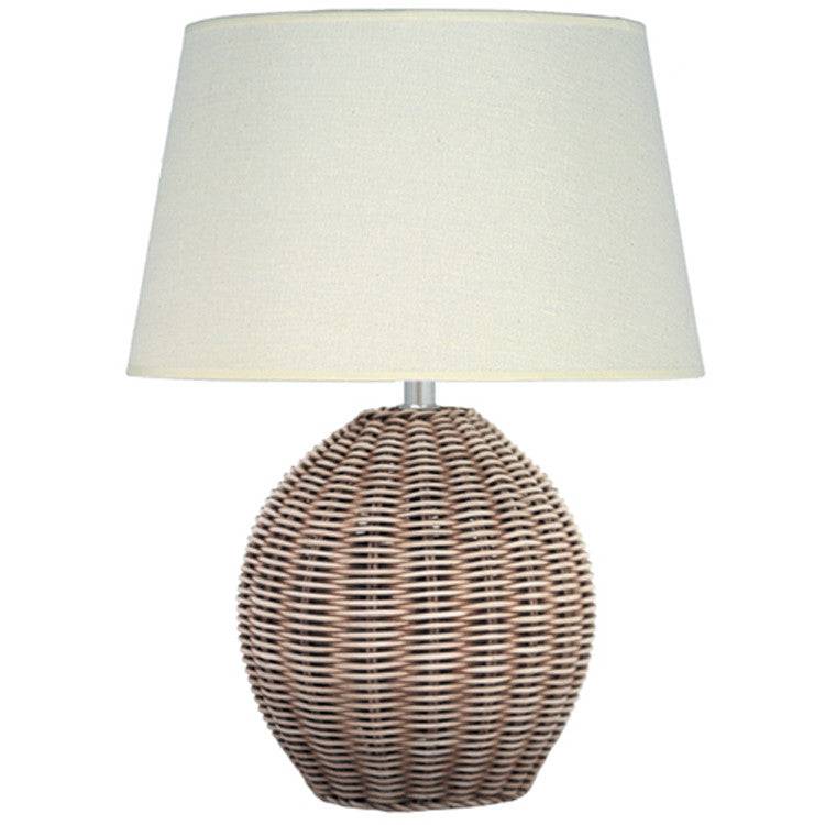 Small Rattan Cream Wash Table Lamp for sale - Woodcock and Cavendish