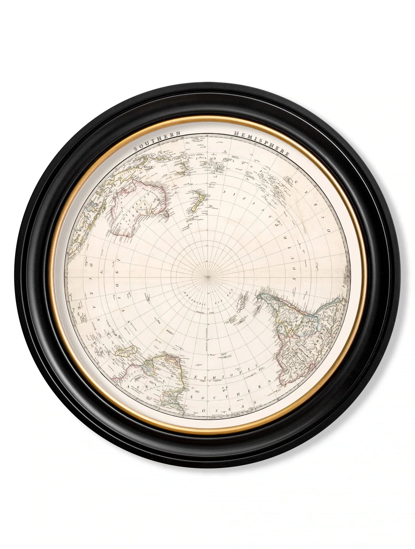 C.1838 World Map Hemispheres In Round Frames for sale - Woodcock and Cavendish