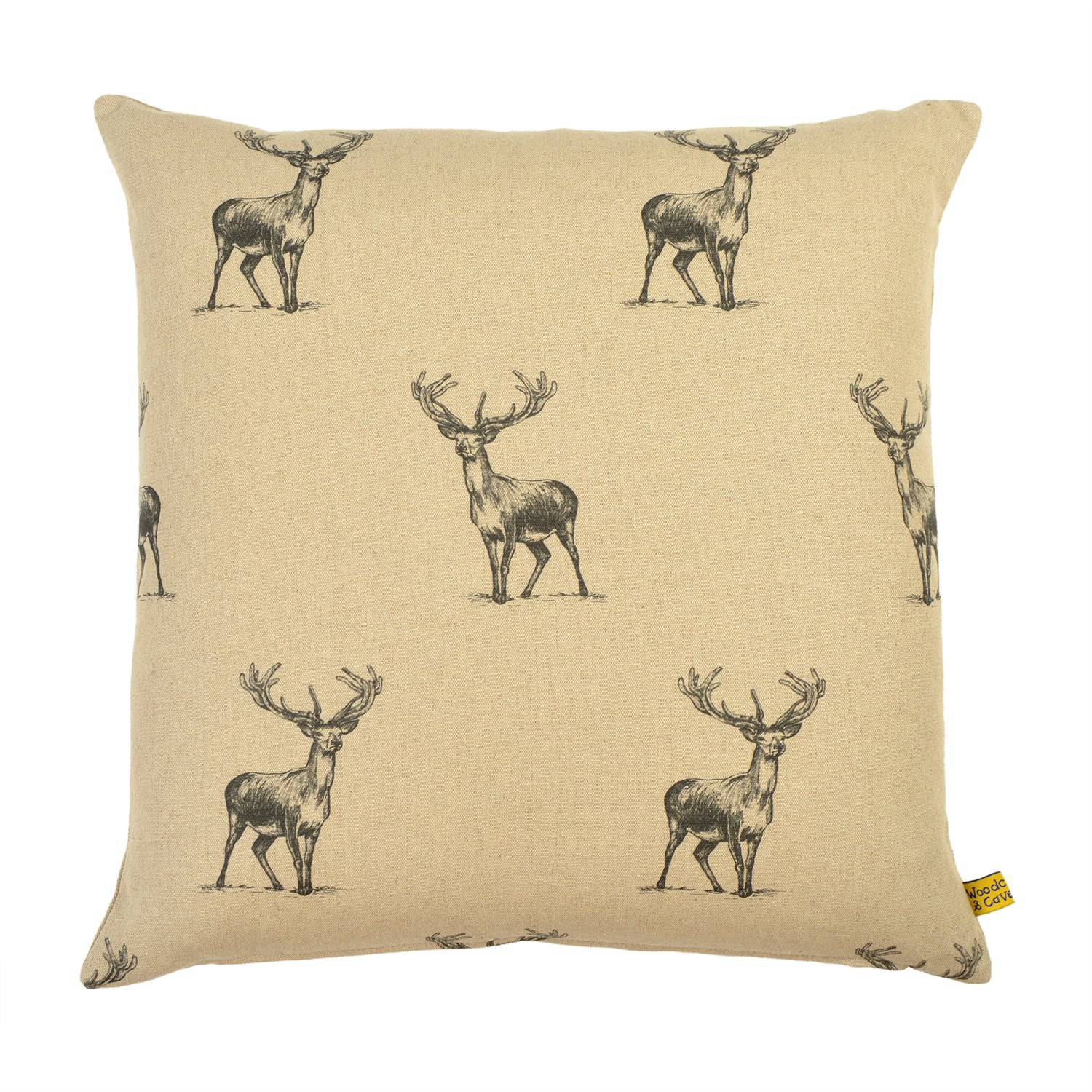 Stag Linen Cushion by Woodcock & Cavendish for sale - Woodcock and Cavendish