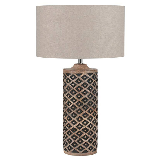 Tall Wooden Diamond Table Lamp for sale - Woodcock and Cavendish