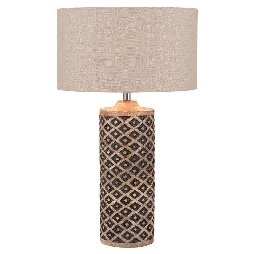 Tall Wooden Diamond Table Lamp for sale - Woodcock and Cavendish